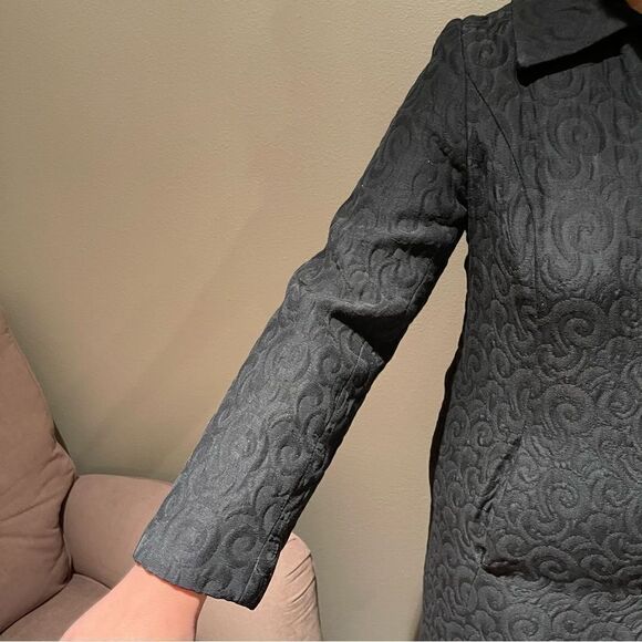 Vintage 1960’s Deadstock Black Matelasse Long Maxi Dress Coat Rhinestone Button - Picture 7 of 10